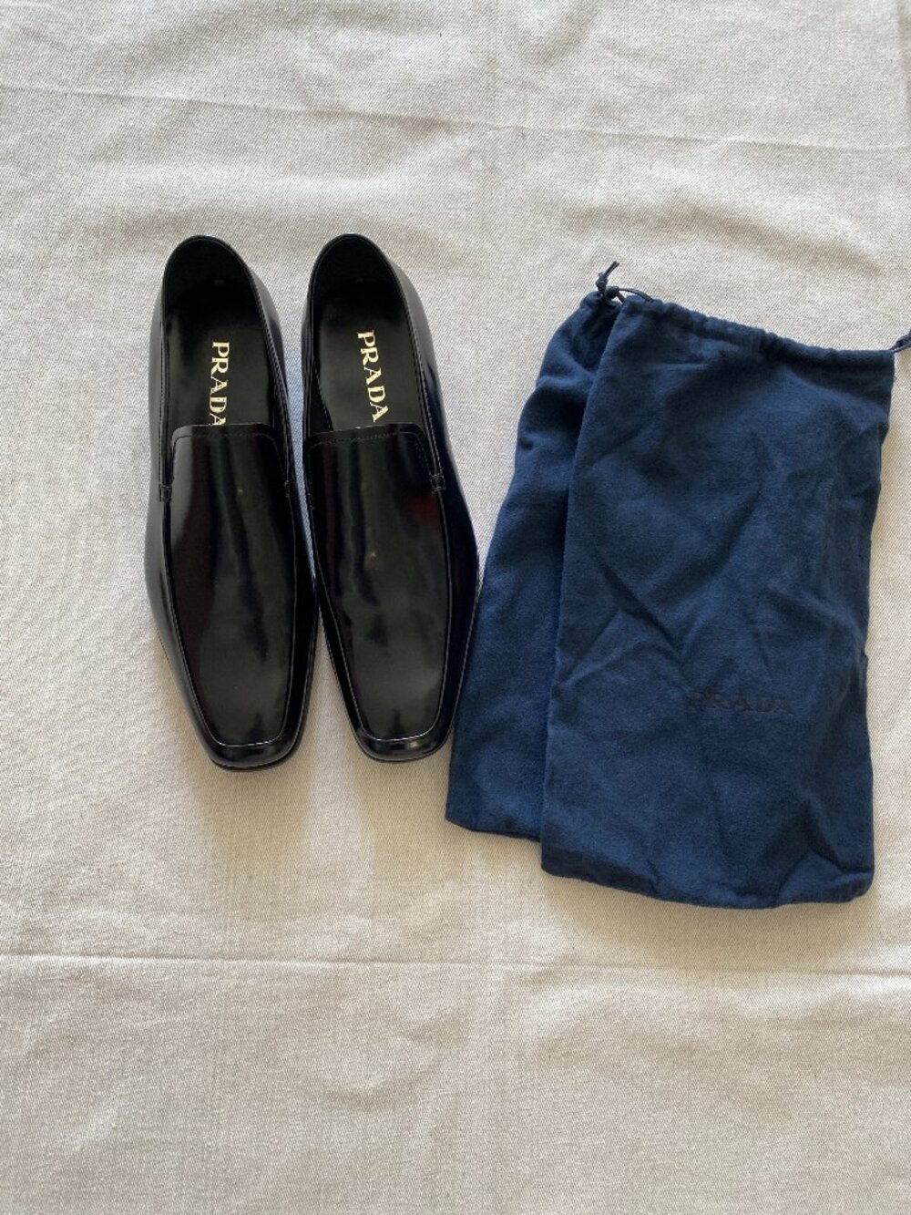 Prada Brushed Black Leather Loafers Size US 10.5 NWT